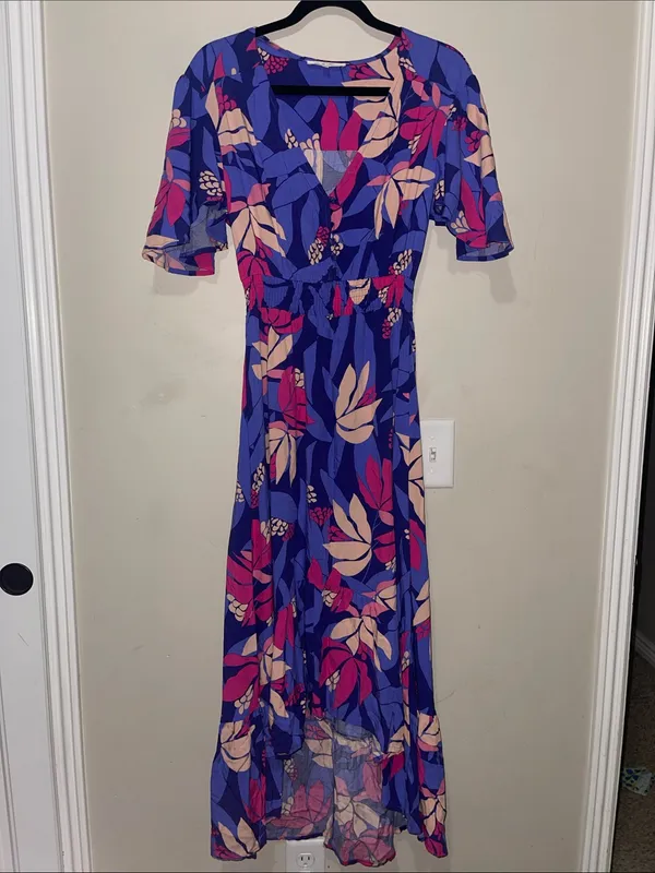 Abel the Label "Santa Cruz" Flutter Sleeve High-Low Midi Dress Athropologie S - Image 3