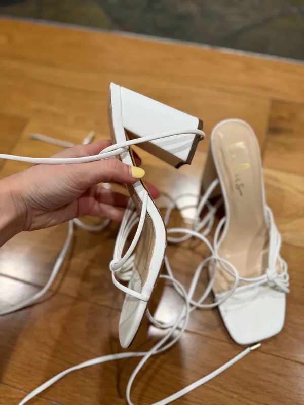 Lulus White Lace Up Heels - Image 4