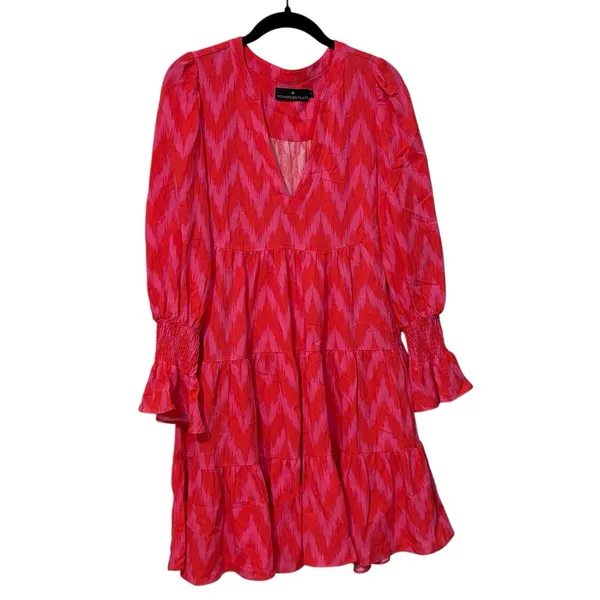 Tuckernuck Pomander Place Hot Pink Ikat Kenzo Mini Dress Size Small - Image 2