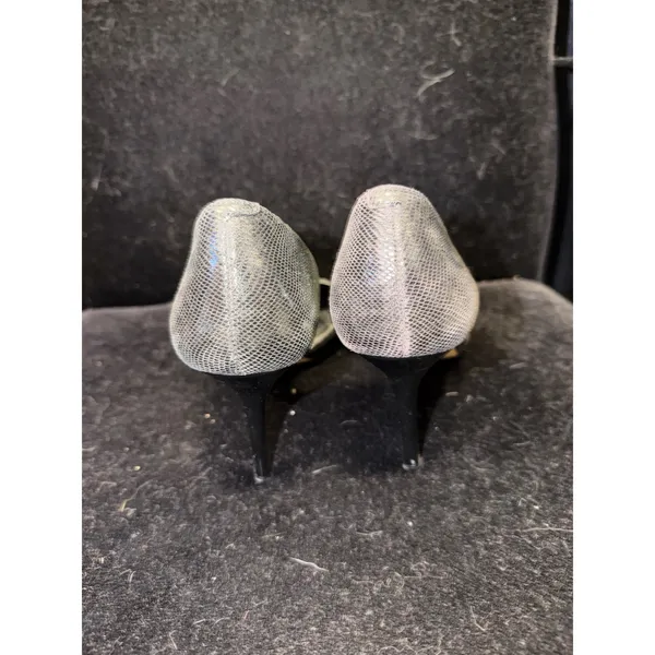 White House Black Market Grey Snakeskin d'Orsay Pointed‎ Toe Pumps Heels Size 8M - Image 3