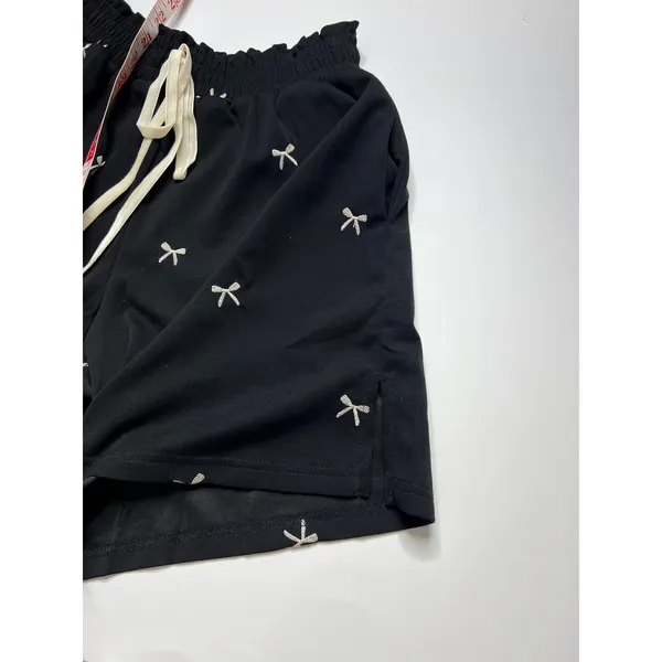 Davi & Dani Bow Print Size Small Black Hoodie and Shorts Matching Lounge Set - Image 16