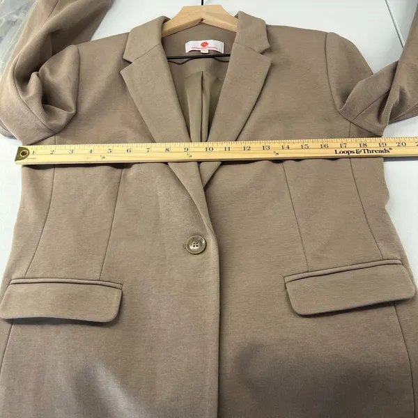 Samantha Brown Blazer‎ Jacket Womens Medium Brown Notch Lapel Single Breasted - Image 14