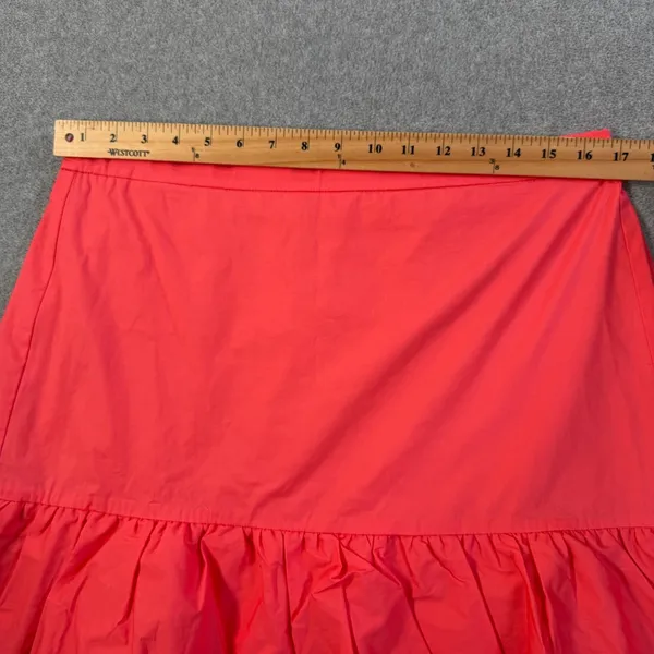 J.Crew Women's 14 Coral Tiered Ruffle Skirt Elastic Waist Cotton Blend Lined New - Image 3