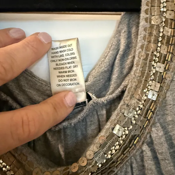 Cache Gray Cold-Shoulder Top with Gold Sequin Trim - Image 4