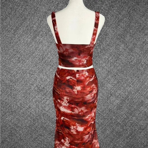 Red Marble Print Two Piece Set - Image 8