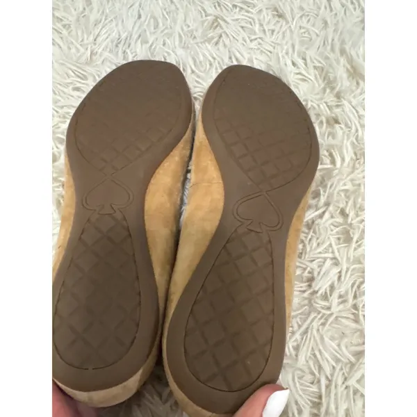 Kate‎ Spade Phoebe Suede Ballet Flats Gold Buckle Women Size 8 Tan Loafers - Image 6