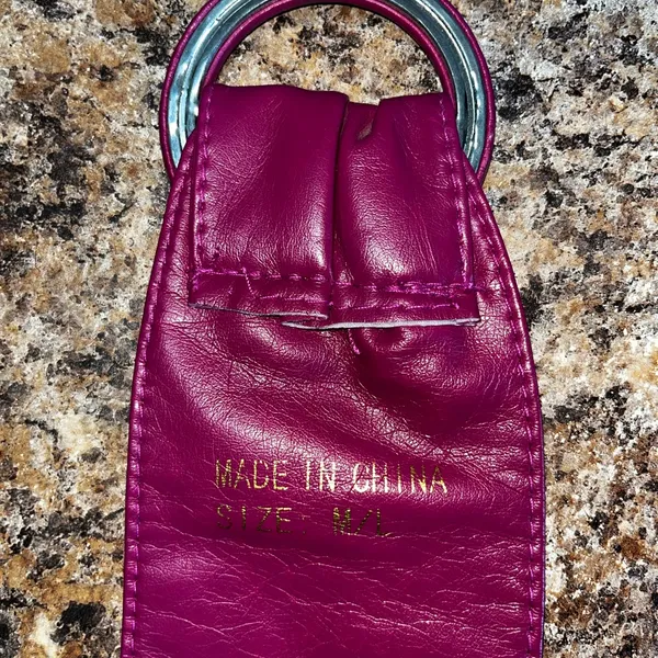 Magenta, vintage leather belt no stretch length 41.5 - Image 2