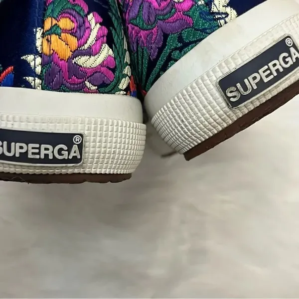 Superga Korelaw Satin Blue / Pink Embroidered Lace Up Sneakers 8 - Image 3