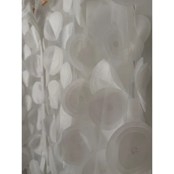 White Sheer Mesh 3D Applique Floral Button Down Blouse Long Sleeve Top M - Image 16