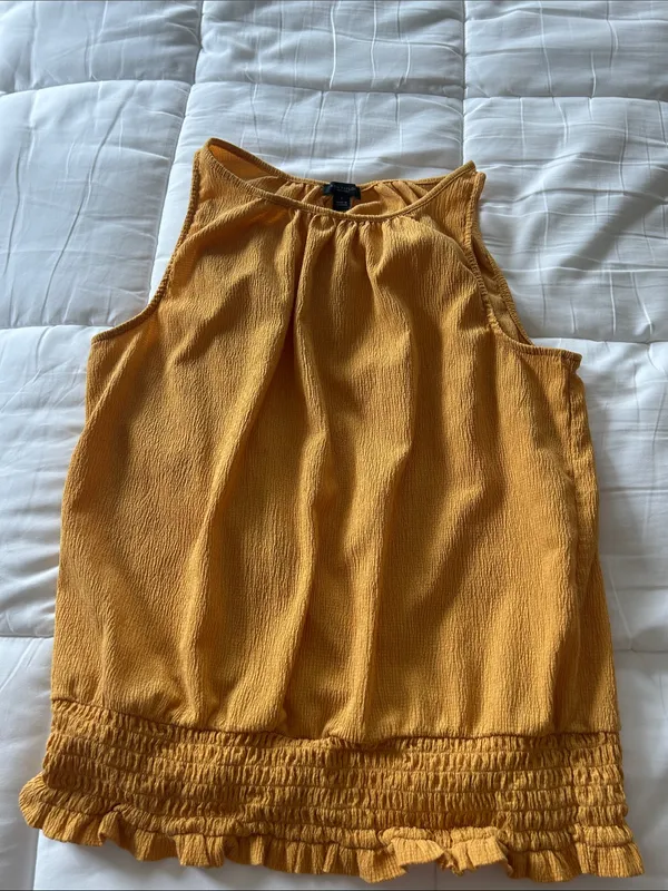 Ann Taylor Mustard Yellow Ruffle-Hem Tank - Image 3
