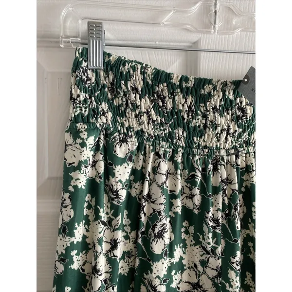 Anthropologie Hutch Floral Wide Leg Pants Womens Size SP Green Smocked Waist NEW - Image 2