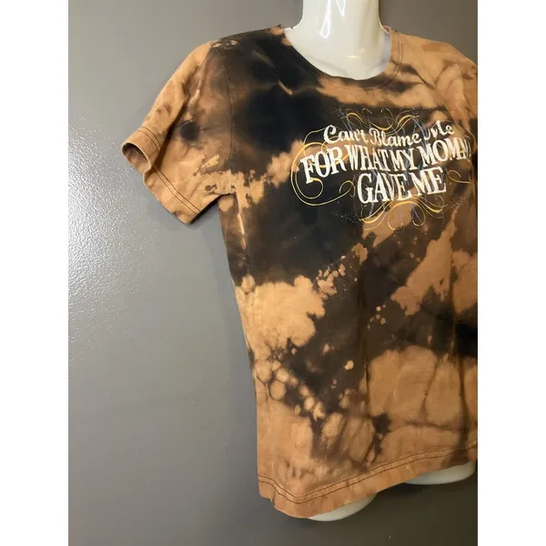 Trace Adkins Shirt Womens Medium Bleach Tie Dye Glitter Graphic LAT Tee Top - Image 3