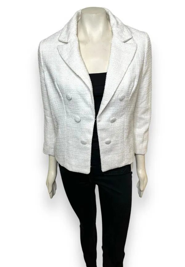 Lulu’s l White Tweed Open-Front Blazer Medium New with Tags - Image 11