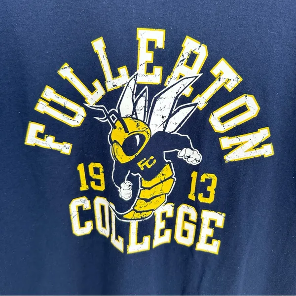 Fullerton College Navy Off the Shoulder T-Shirt - Image 2