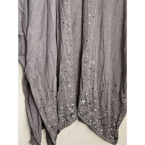 Chico's Womens Gray Silver Bling Studded Poncho Duster Shaw o/s - Image 2