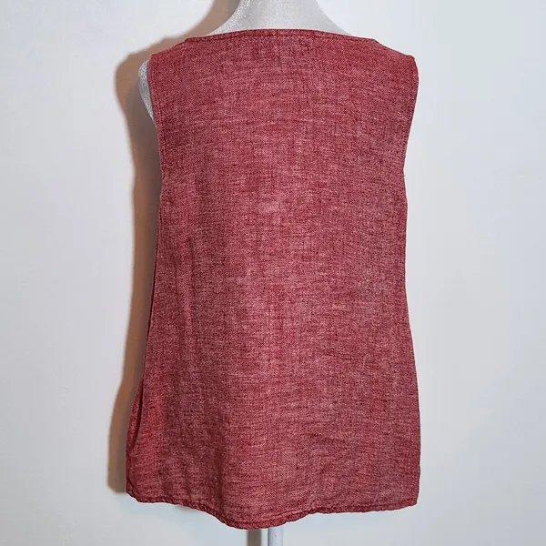 Flax Red Sleeveless Linen Top Size Small Red Linen Blouse - Image 4