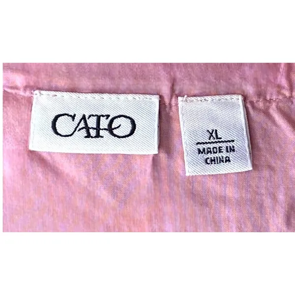 CATO Pink Embroidered Cotton Bohemian Tunic Blouse Boho Top ~ Women's Size XL - Image 4