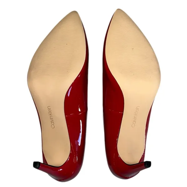 Calvin Klein • Bright Red Callia Pumps With 3 Inch Heels • Size 9 - Image 4