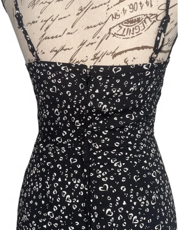 Francesca’s Miami Xs Michelle Side Slit Heart Print Strappy Midi Dress in Black - Image 6