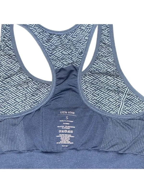 Title Nine Sz S Blue Geo Fitted Atheltic Shelf Bra Racerback Stretch Tank Top - Image 5