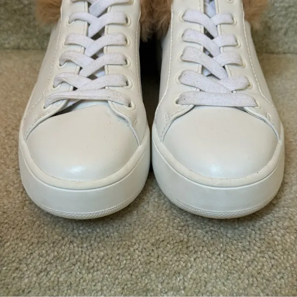 Steve Madden Brenner Faux‎ Fur Trim Leather Outsole Sneakers White Size 6 - Image 3