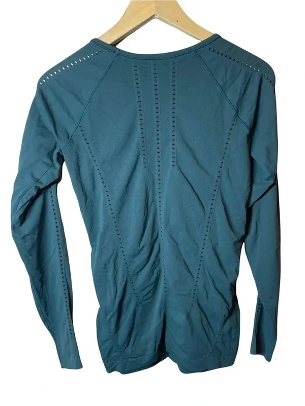 Athleta Teal Foothills Seamless Perforated Long Sleeve Top Size XS - Image 5