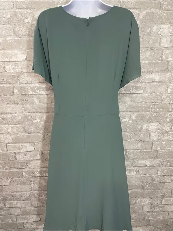 Ann Taylor V-Neck Draped Sage Green Dress - Image 5