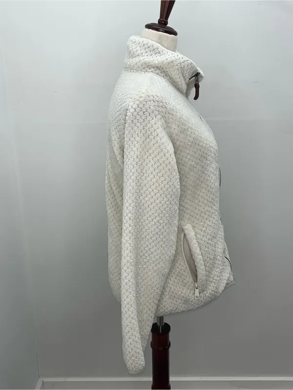 Columbia Sportswear Cream White Full Zip Women’s Sherpa Fleece Jacket Medium - Image 4