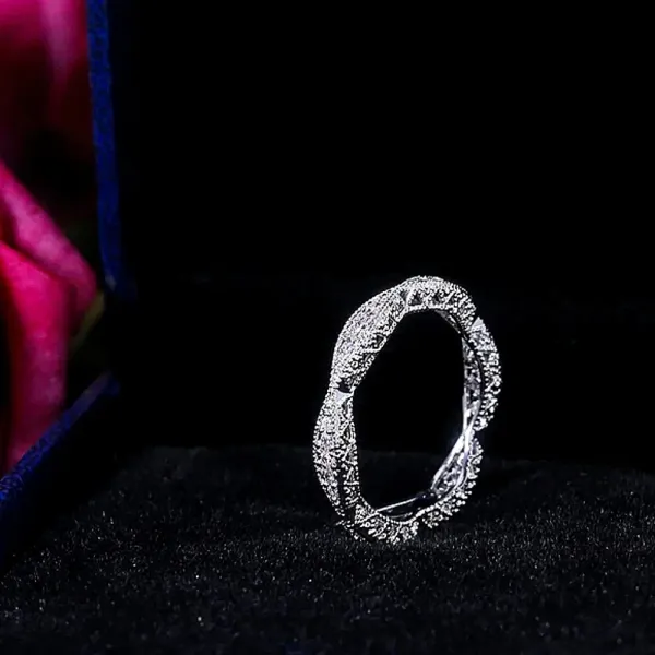 Boutique NEW Women's Gold‎ Plated Silver Eternity Simulated Diamond Band Ring Sz 10 - Image 8