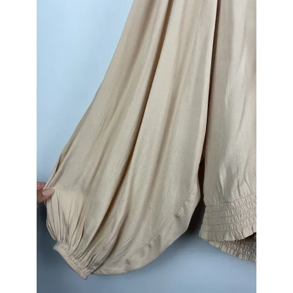 Maeve Anthropologie Cream Kristie Long Balloon Sleeve Sequin‎ Peasant Blouse S - Image 2