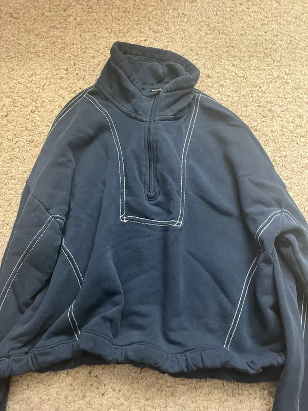 Navy Blue Quarter Zip Sweatshirt - Image 4