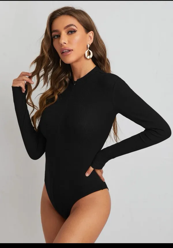 SheIn Ribbed Zipper Bodysuit - Image 3