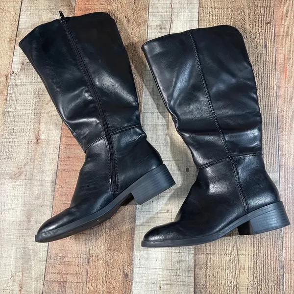 Frye & Co Lillian Black Knee High Riding Boots 7.5 Wide Calf Vegan - Image 5