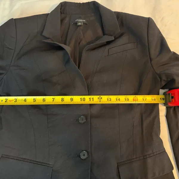 Ann Taylor Black Virgin Wool Blend Blazer Jacket Size 8 - Image 9