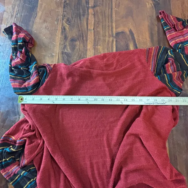 Jones New York Red Striped Open Front Handkerchief‎ Hem Cardigan Womens L/XL - Image 4