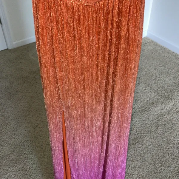 Dress the‎ Population Meredith Metallic Ombré Cutout Plissé Gown - Image 6