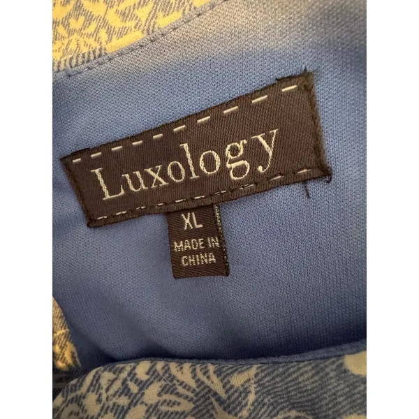 Luxology Blue White Mandala Print Bell Sleeve Dress Women's XL‎ - Image 7