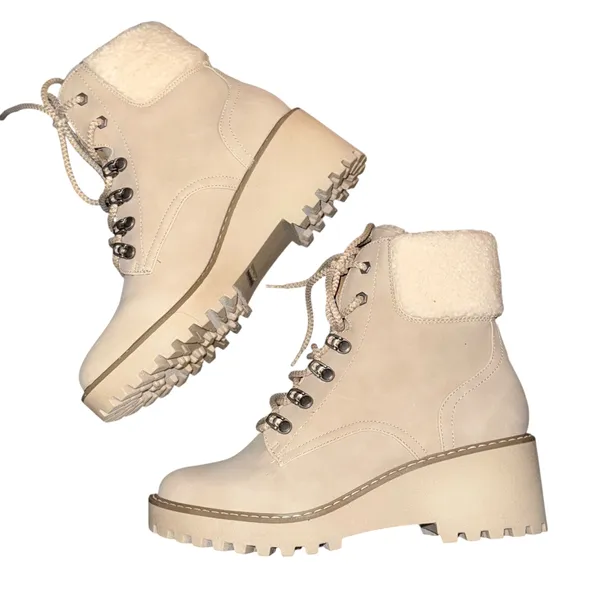 DV by Dolce Vita Russit Sherpa trim laced wedge ankle boots - Image 5