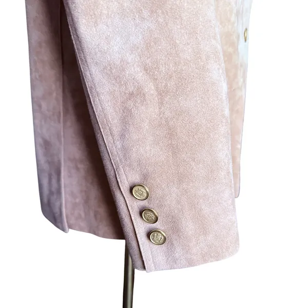 Abe‎ Schrader Vintage Tan Faux Suede Blazer Gold Crest Buttons ILGWU Size 10 - Image 6