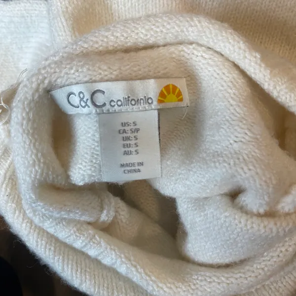 C&C California Sweater Turtleneck Wool cream size S - Image 5