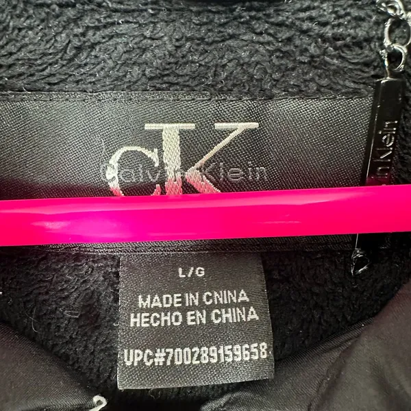 Calvin Klein size Large black hooded puffer coat jacket duck down & feather fill - Image 9