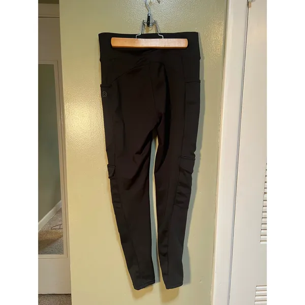POP Fit Women's Size Medium Cargo Leggings Side Pockets Black High Rise Stretch - Image 6