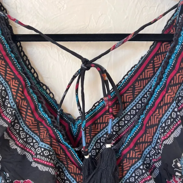 Anthropologie Deep V leopard butterfly mini dress size M - Image 4