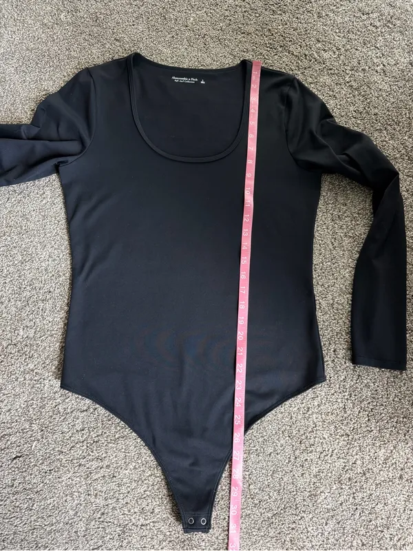 Abercrombie & Fitch Soft A&F Black Long Sleeve Scoop Neck Bodysuit Large - Image 5
