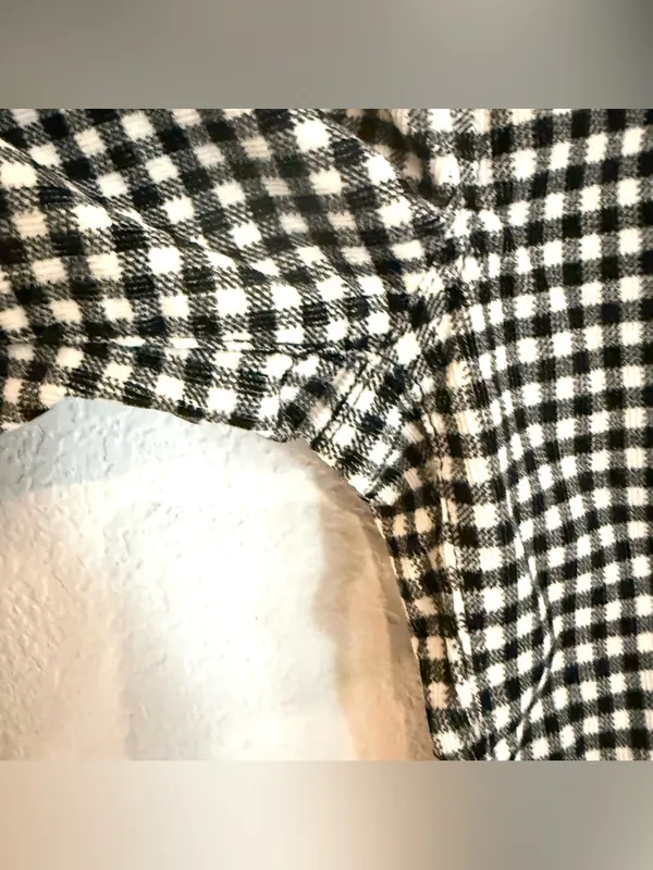 Talbots Womens Pants Black White Plaid Corduroy High Waist Straight Leg Size 12 - Image 8