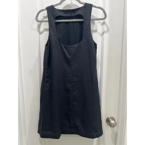 & Other Stories 100% Linen Black Mini Dress w/ Cutout Back Sz 6 - Image 8