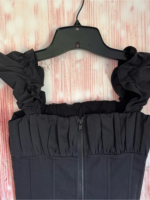 Princess Polly Black Gathered Front Lace Up Bustier Corset Crop Top Size 0 - Image 10