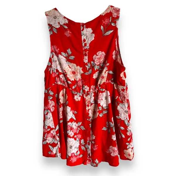 Torrid Womens Tank Top Sz 1 1X‎ 14 16 Floral Red Babydoll Challis Flower Print - Image 6
