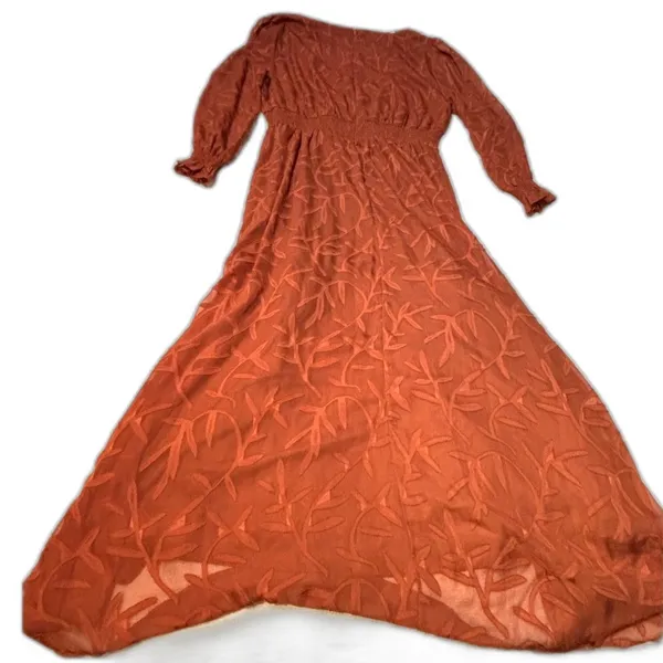 Baltic Born Rust Floor Length Dress Boho Cottagecore Long Sleeve Empire Waist 1x - Image 9