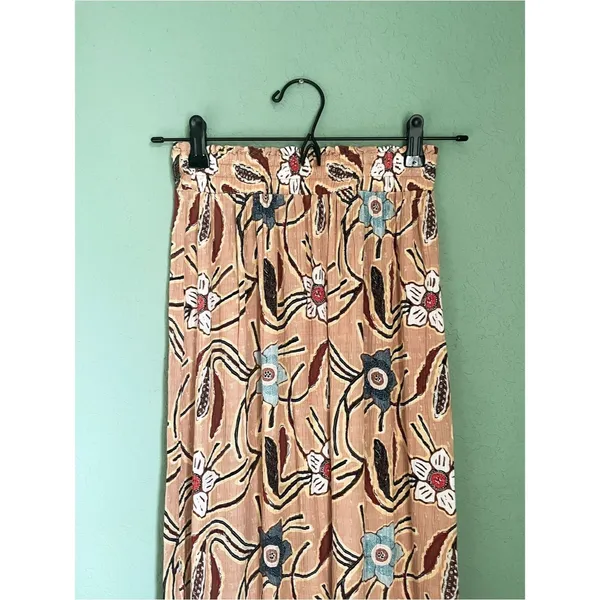 Christian Siriano New York Midi Tiered Smocked Skirt Size XS Boho Festival Tan - Image 5